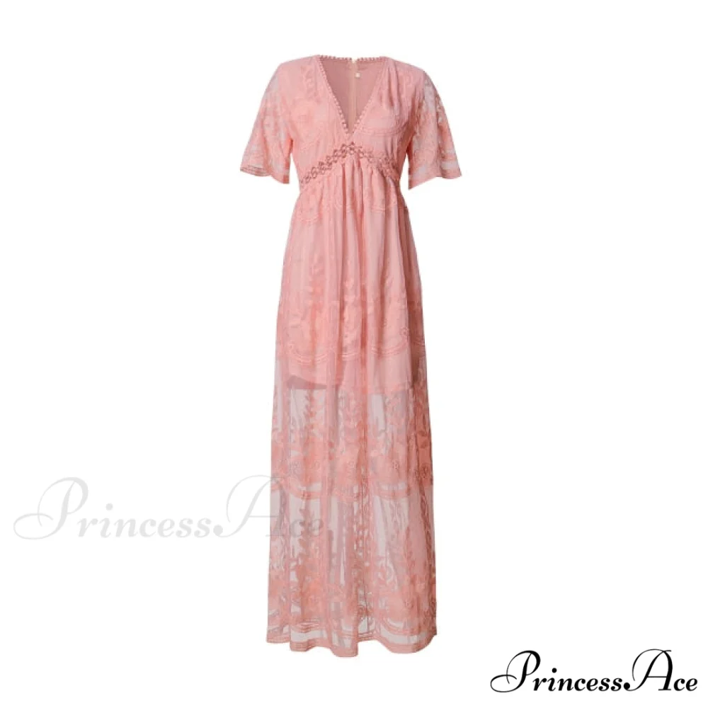 Loose Embroidery White Lace long Tunic Beach Dress - Image 4