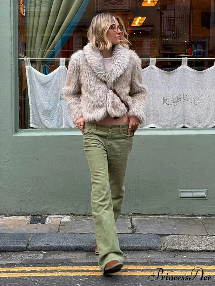 Fashionable Warm Solid Faux Fur Elegant Stand Collar Long Sleeves Cozy Chic Coat - Image 5