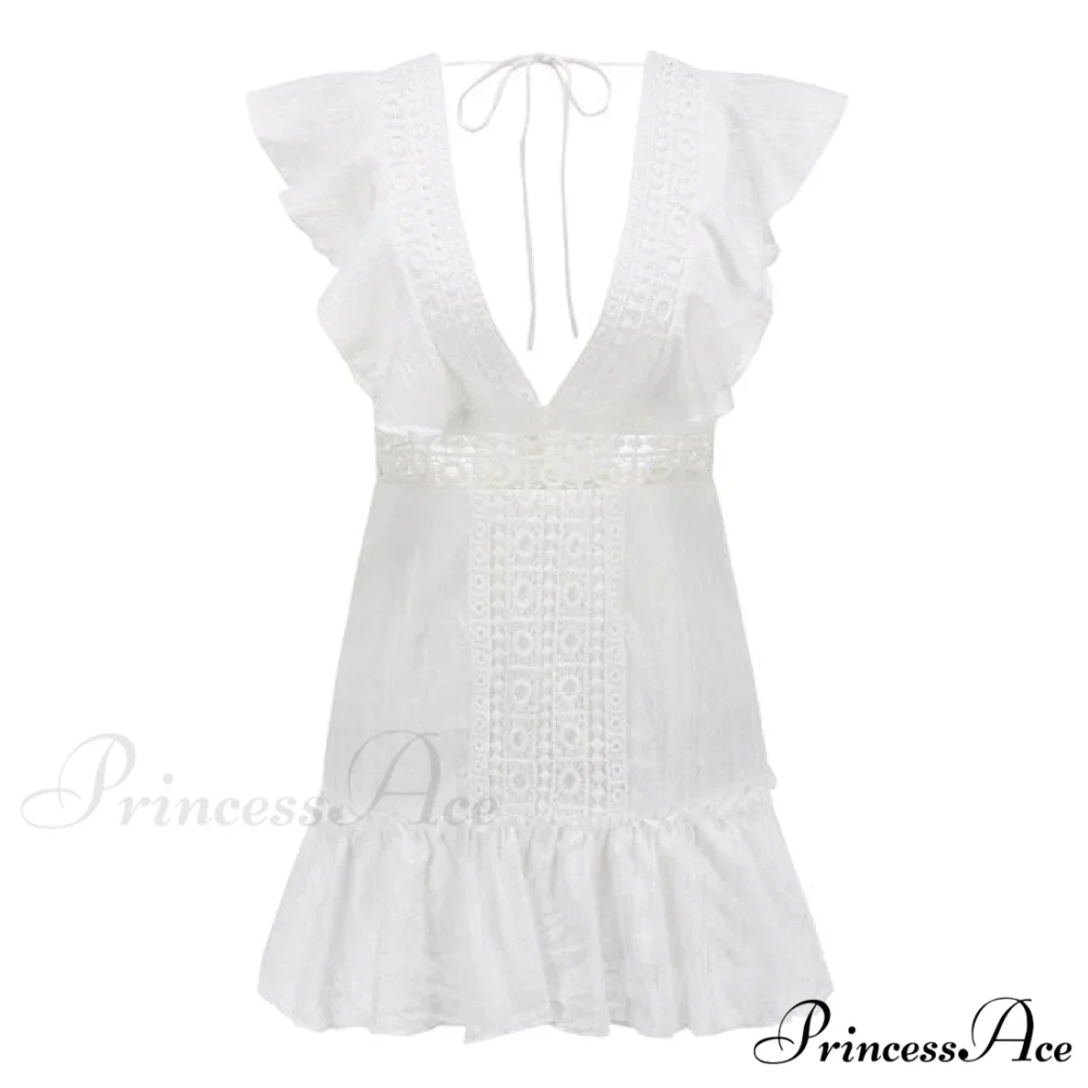 Embroidery Lace White Dress - Image 3