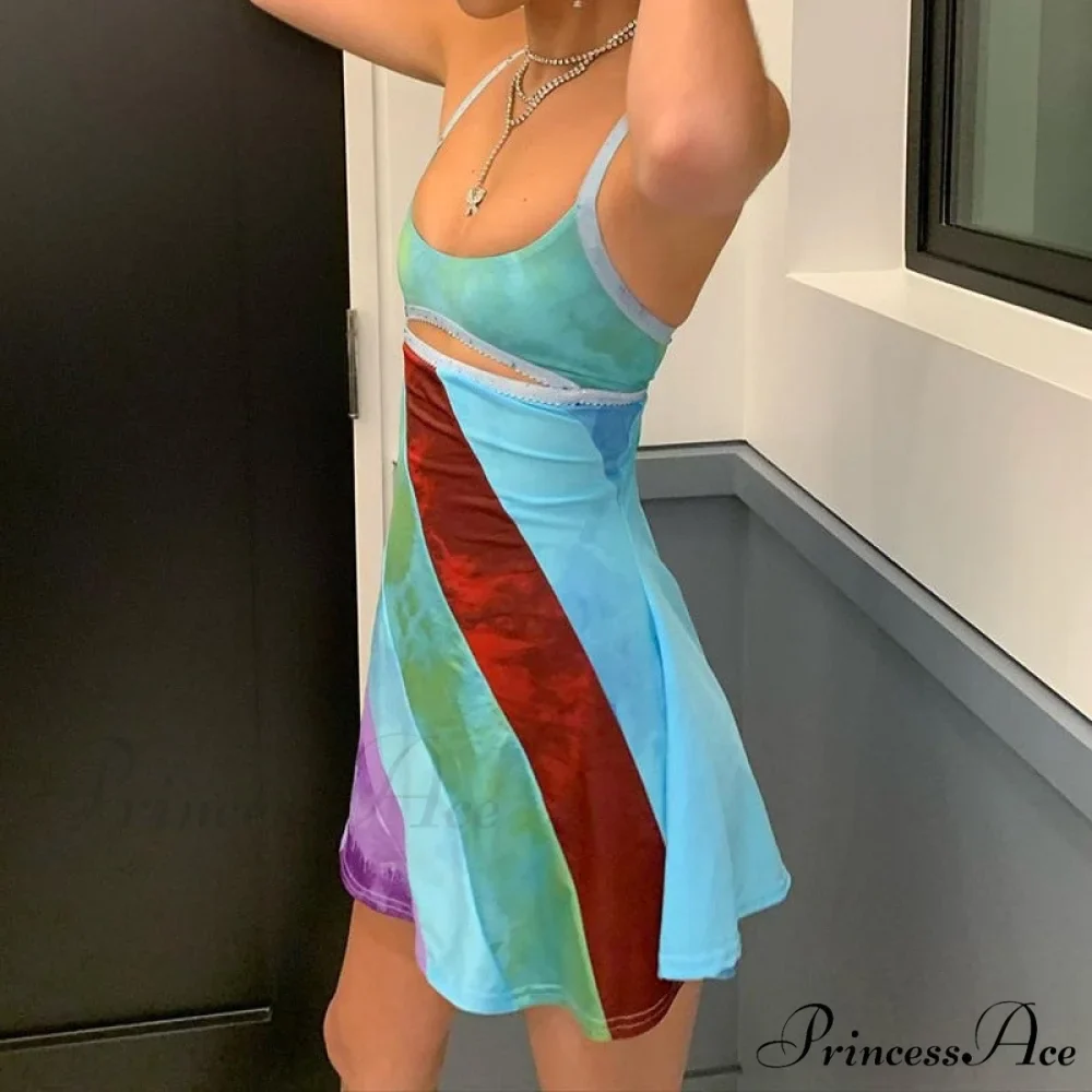 Sexy Cutout Colorful Y2K Mini Dress - Image 3