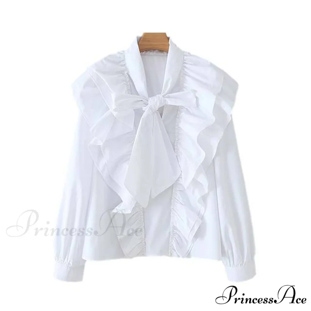 Chic Bow Tie Collar White Blouse - Image 2