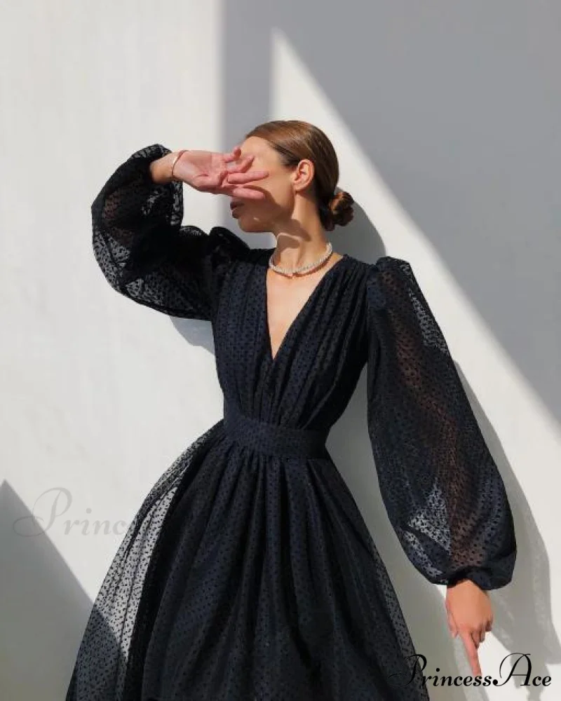 Deep V-Neck Big Hem Dresses - Image 2
