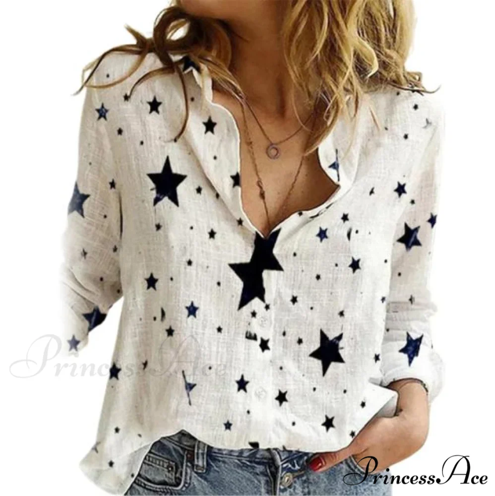 Long Sleeve Marguerite Dot Star Print Shirt - Image 3