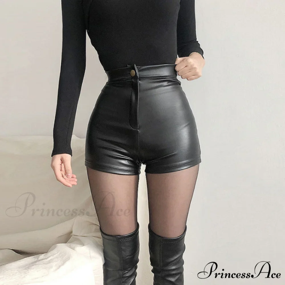 Sexy Black PU Fashion Casual Shorts - Image 4