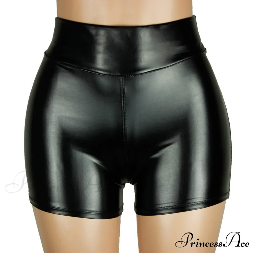 High Waist Faux Leather Shorts - Image 2