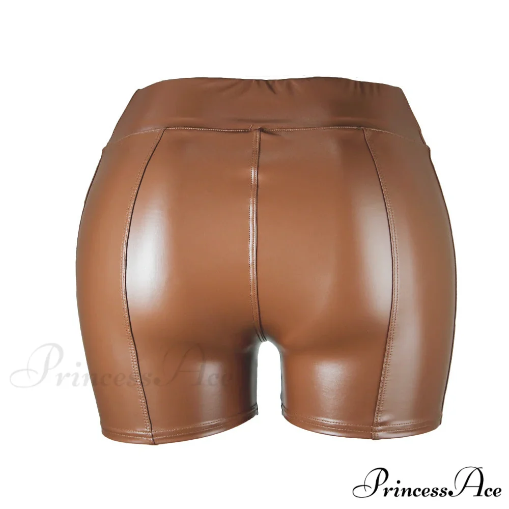High Waist Faux Leather Shorts - Image 9