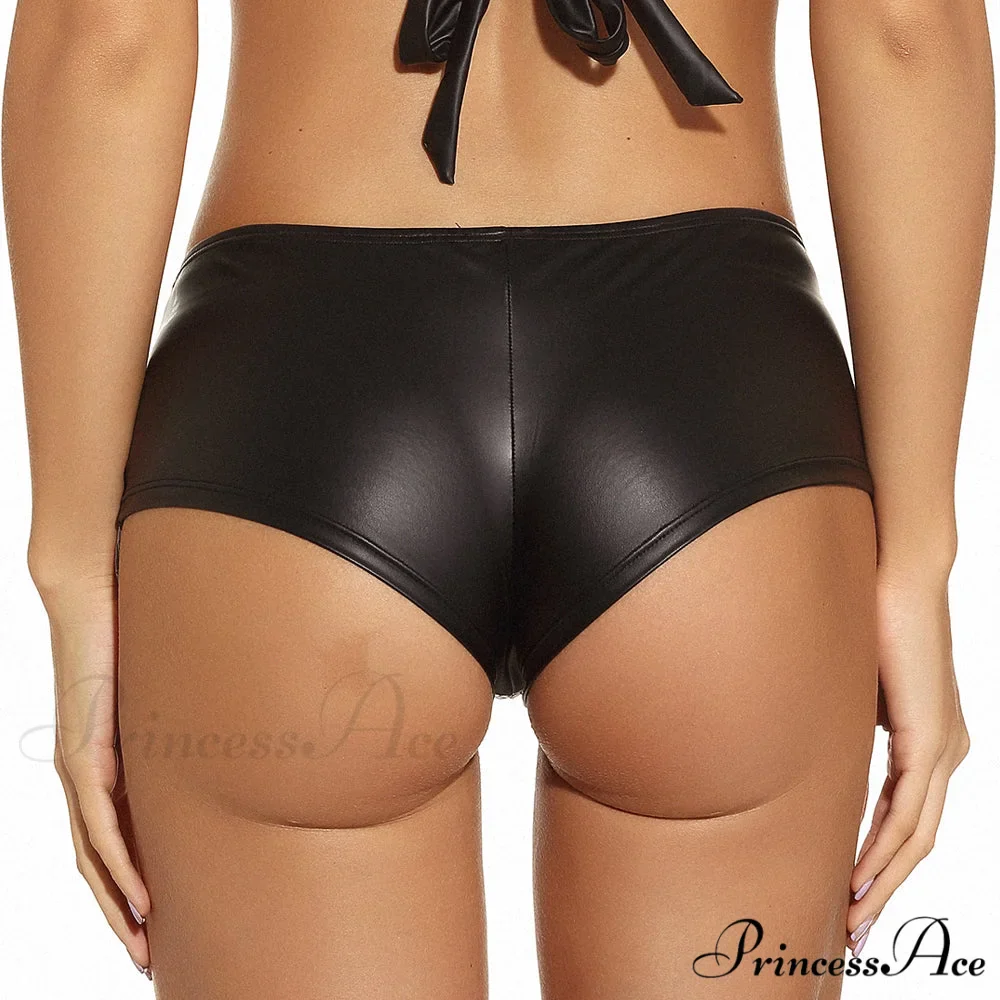 Ladies Wet Look Sexy Mini Shorts - Image 4