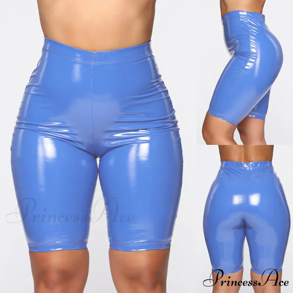 Sexy Wet Look PU Leather Shorts - Image 4
