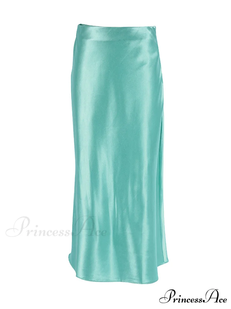 Solid Purple Satin Silk Skirt - Image 4