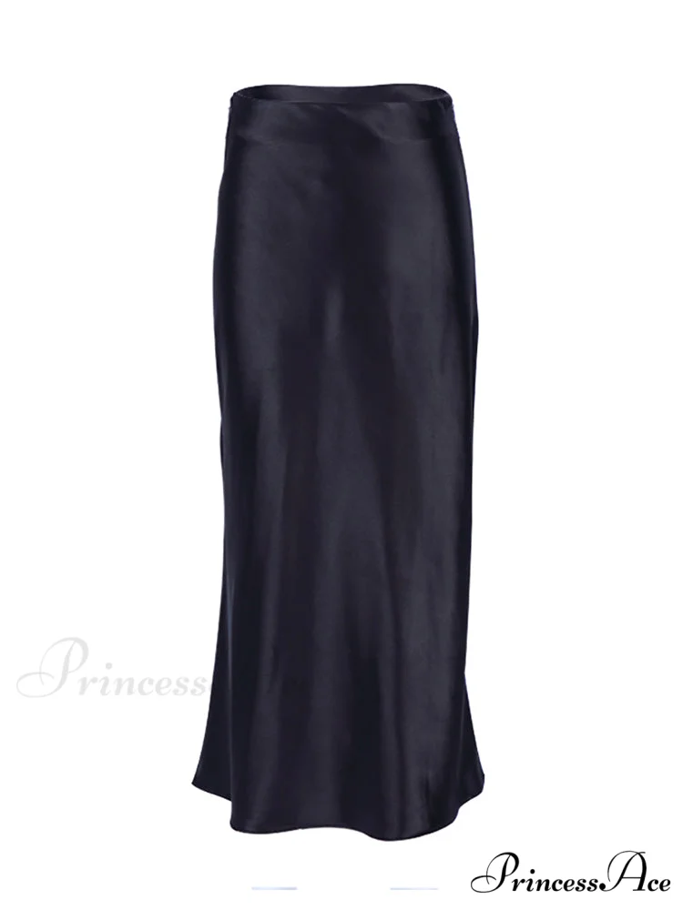 Solid Purple Satin Silk Skirt - Image 5