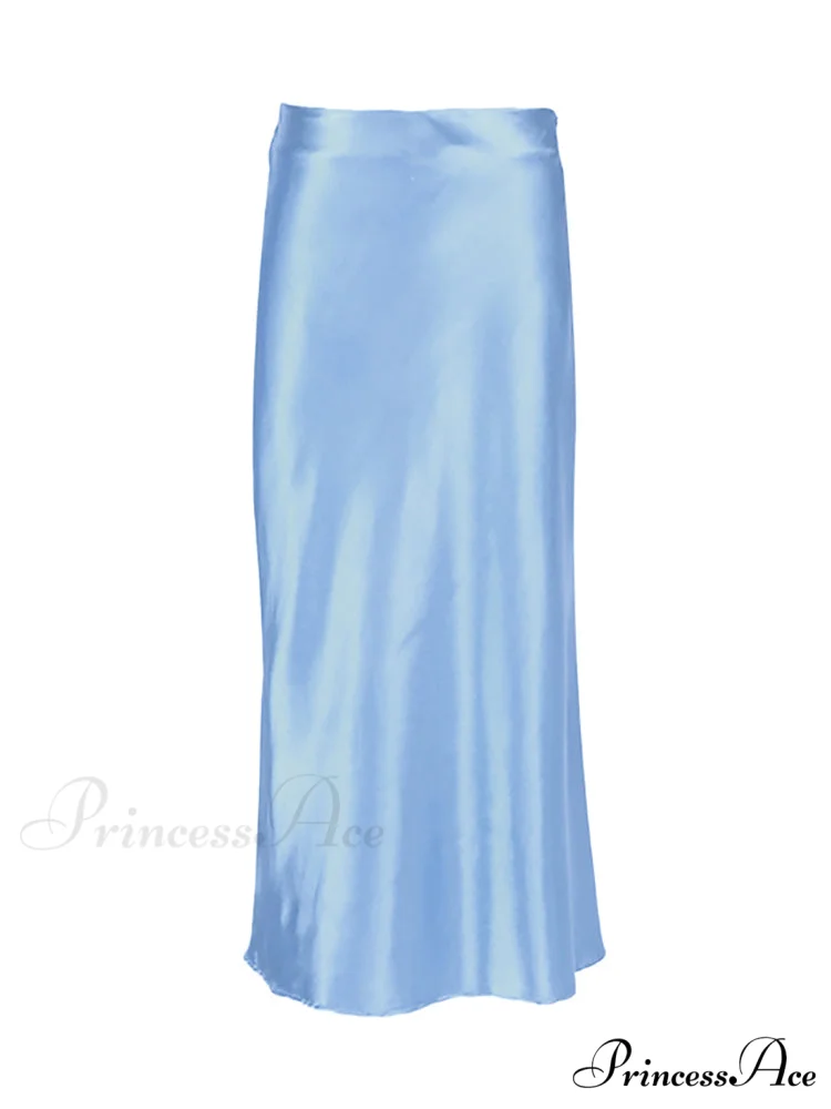 Solid Purple Satin Silk Skirt - Image 6