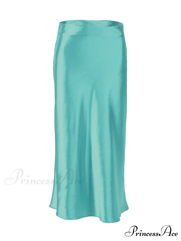 Solid Purple Satin Silk Skirt - Image 7