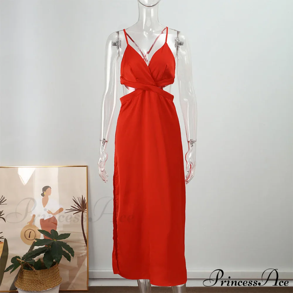 Sexy Satin Tube Top Midi Skirts - Image 11
