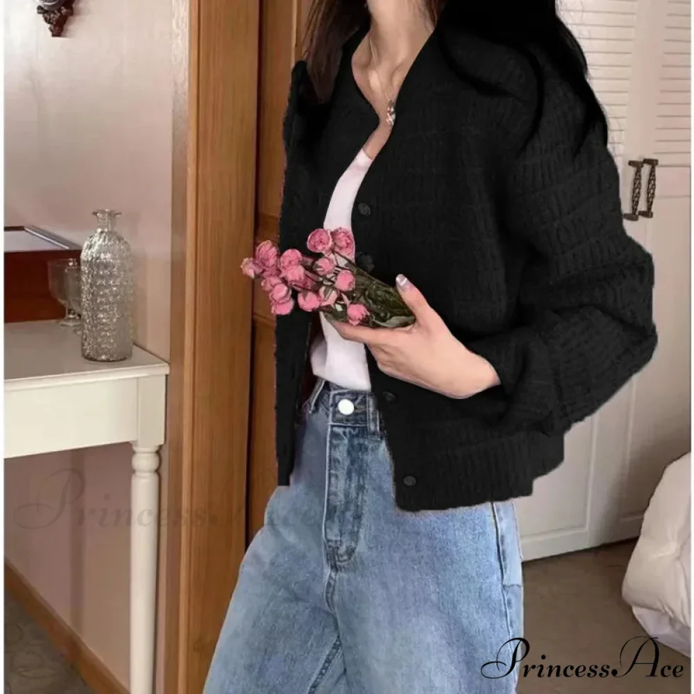 Elegant Cozy Tweed Knitted Loose Casual Solid Color Comfortable All-Match Sweater - Image 6