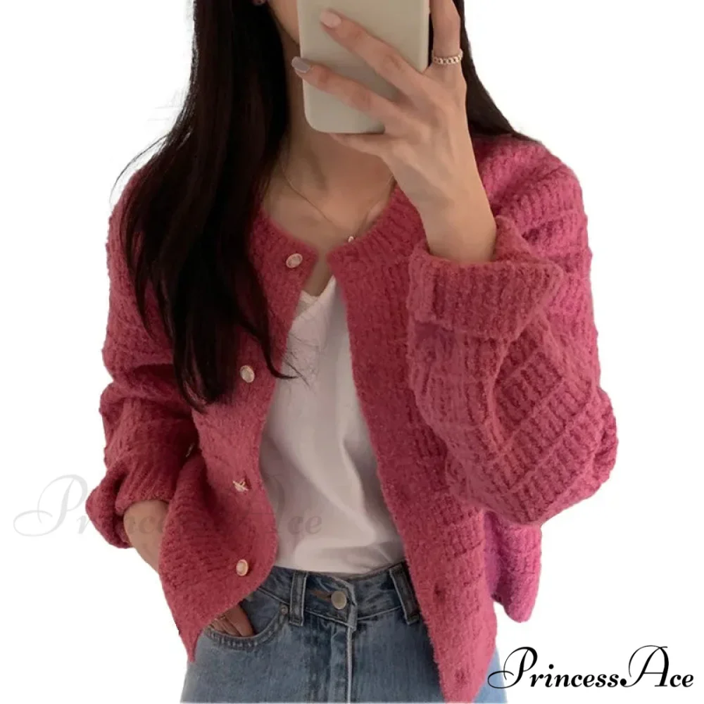 Elegant Cozy Tweed Knitted Loose Casual Solid Color Comfortable All-Match Sweater - Image 7