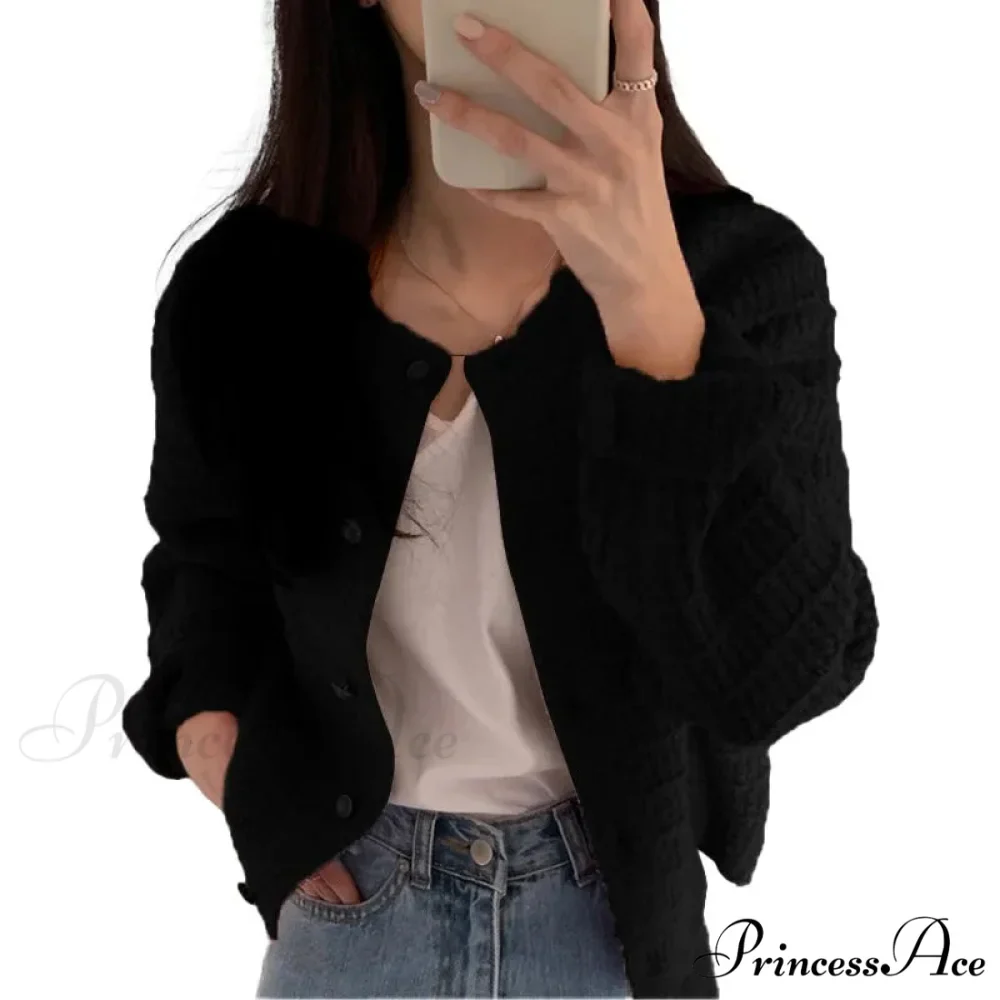 Elegant Cozy Tweed Knitted Loose Casual Solid Color Comfortable All-Match Sweater - Image 9