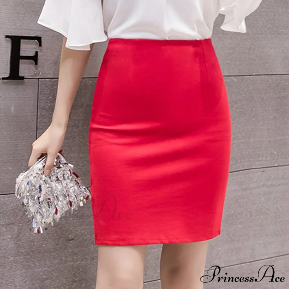 Black Oversized High Waist Work Slim Pencil Skirt - Image 3