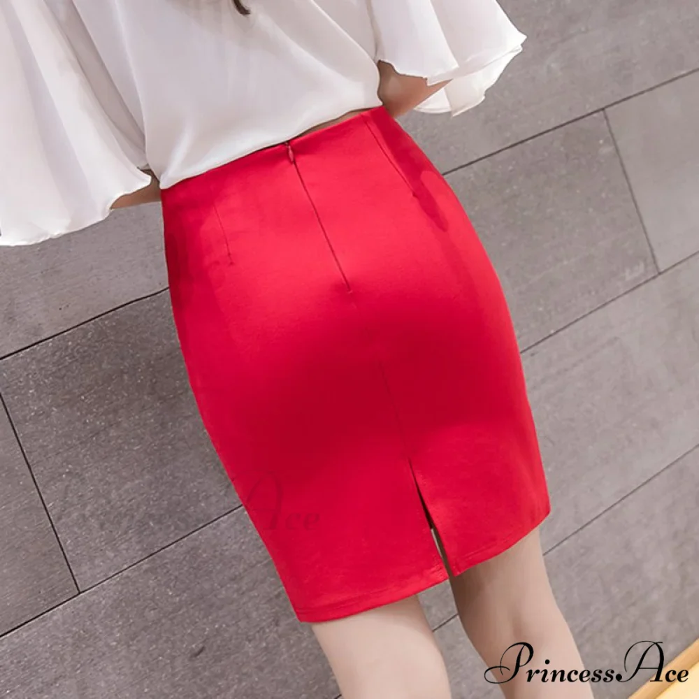 Black Oversized High Waist Work Slim Pencil Skirt - Image 4