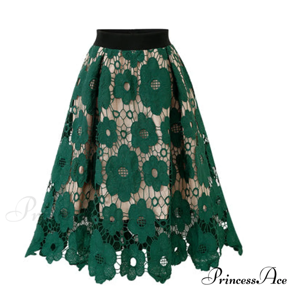 Elegant Flower Hollow Out Lace Skirts - Image 2