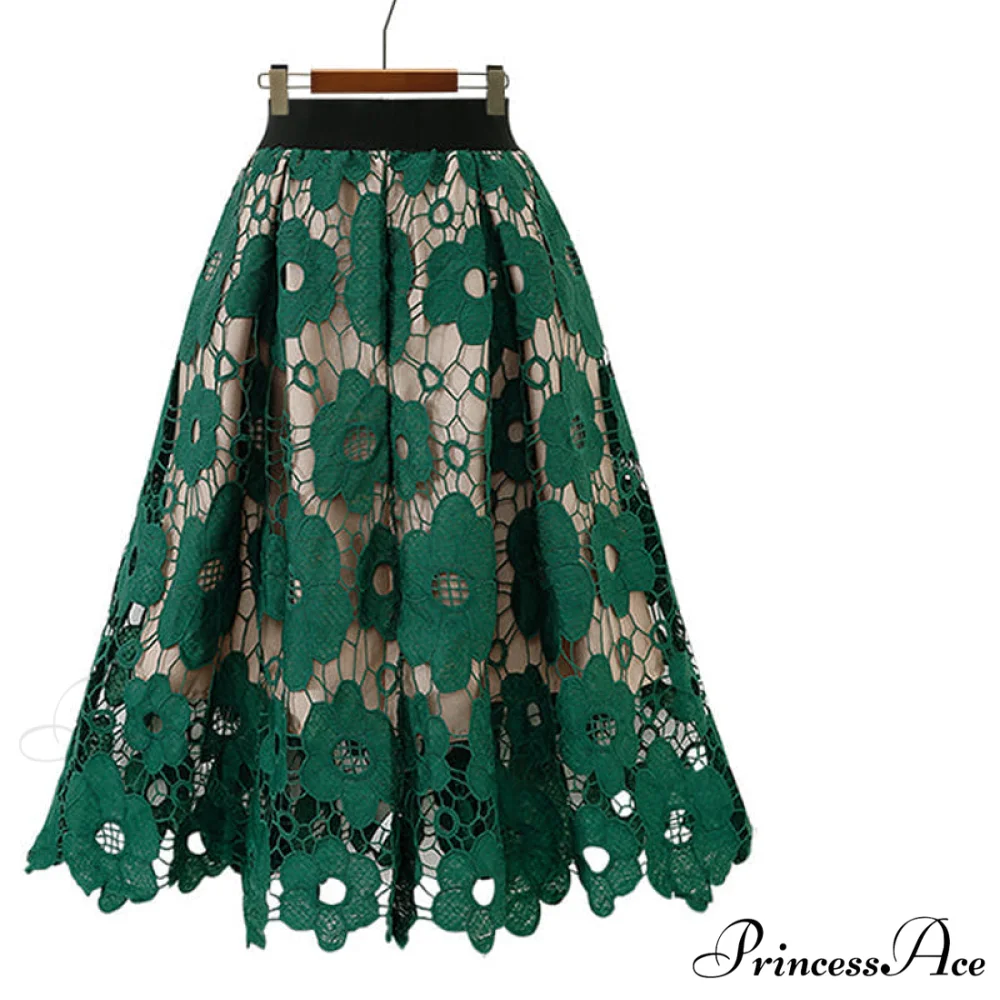 Elegant Flower Hollow Out Lace Skirts - Image 3