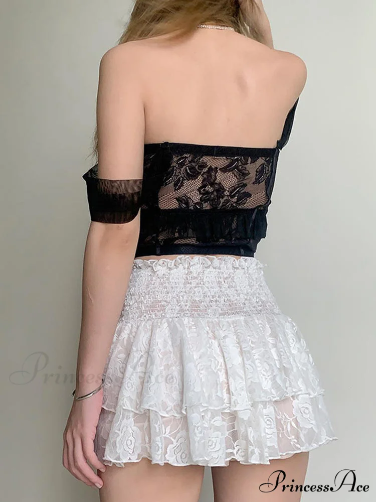 Ruched Cascading Ruffle Mini Skirt - Image 3