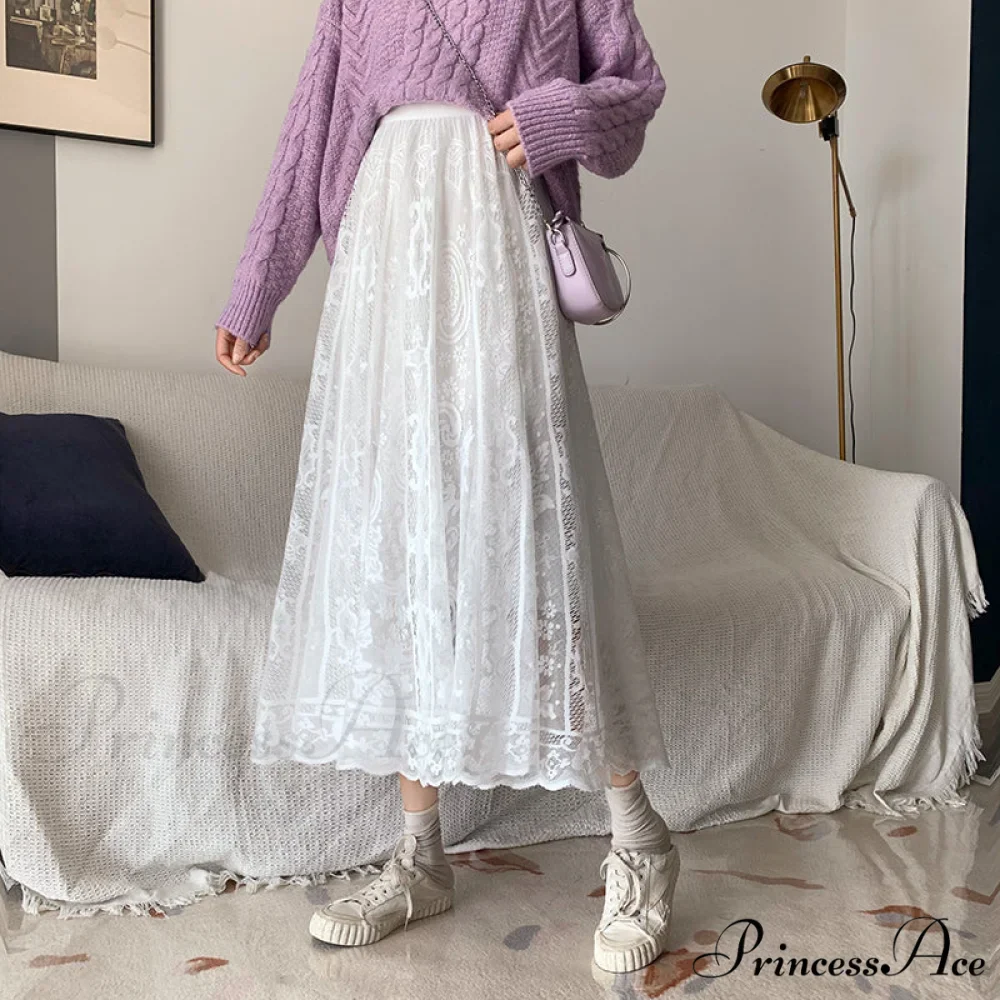 Elastic High Waist Lace Skirts - Image 5