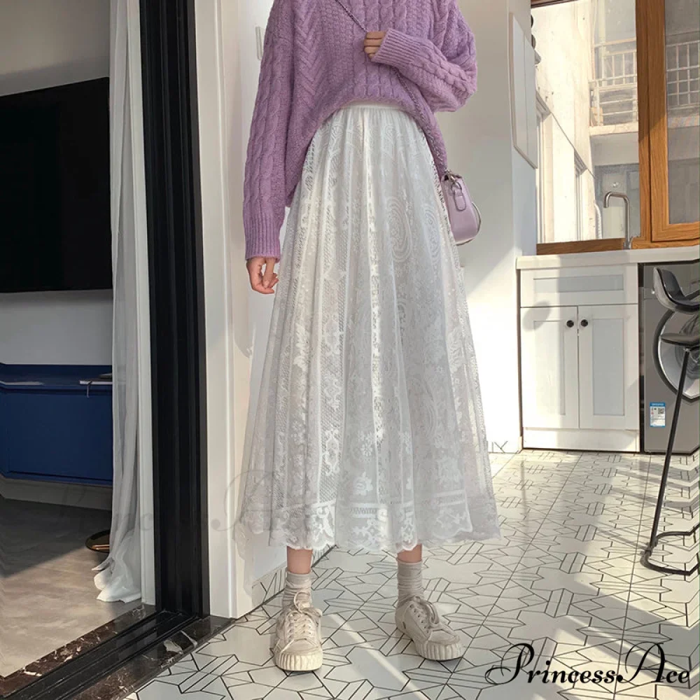 Elastic High Waist Lace Skirts - Image 6