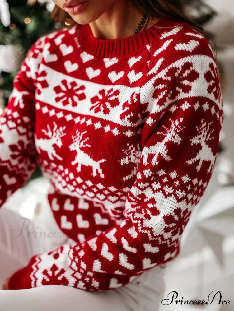 Christmas Cozy Cute Santa Head Print Comfortable Oversized Stylish Sweater - Image 3