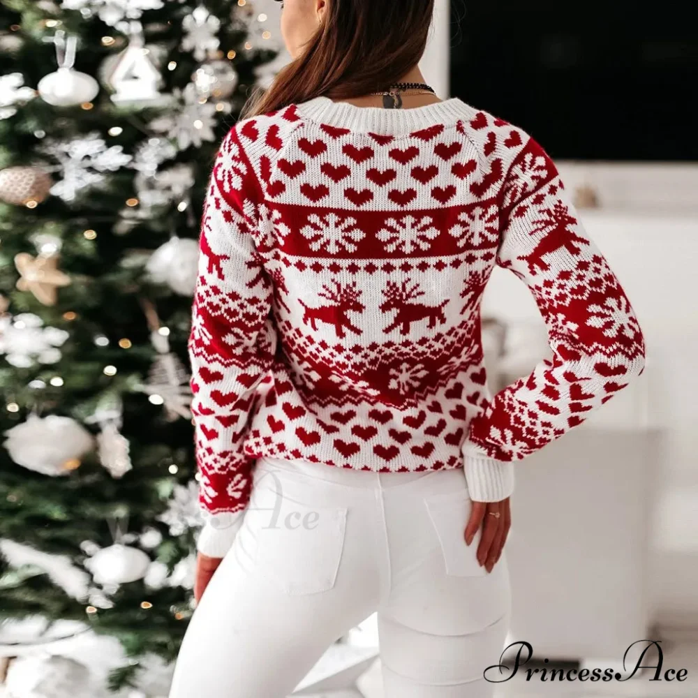 Christmas Cozy Cute Santa Head Print Comfortable Oversized Stylish Sweater - Image 4