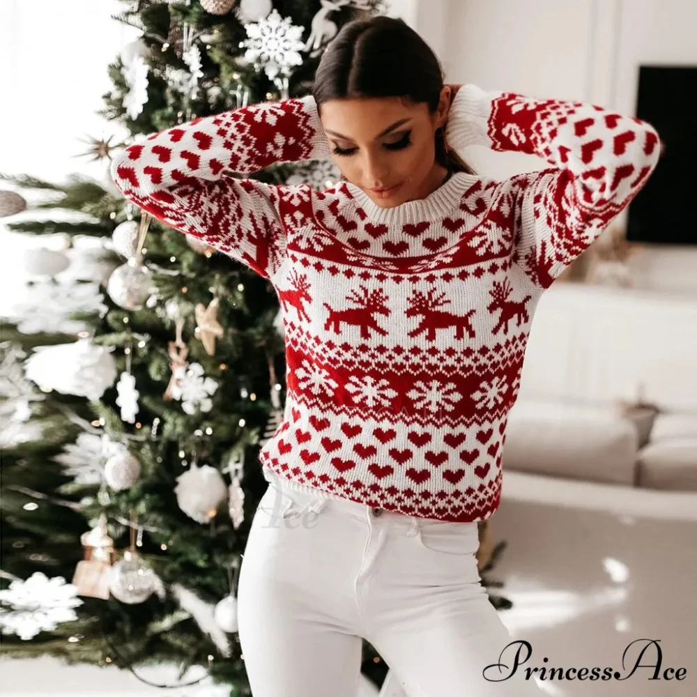 Christmas Cozy Cute Santa Head Print Comfortable Oversized Stylish Sweater - Image 5