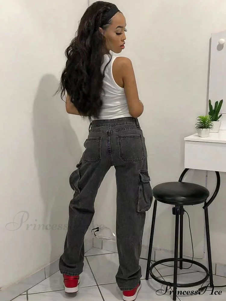 Straight High Waist Vintage Cargo Trousers - Image 6