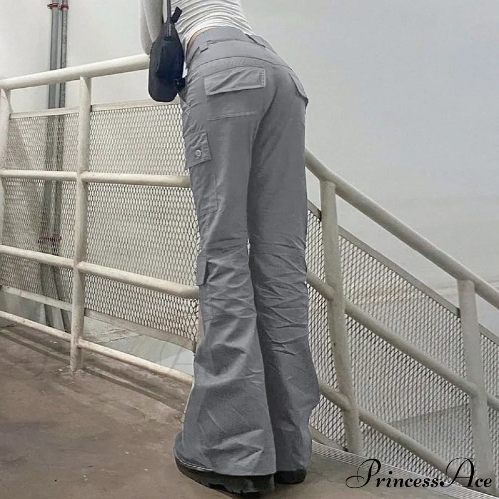 Gray Casual Stitched Pocket Cargo Pants - Image 4