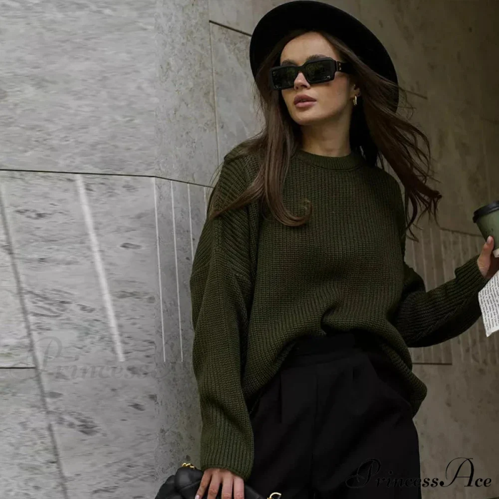 Casual Elegant Striped Cozy Oversize Autumnal Gray Fashionable Sweater - Image 11