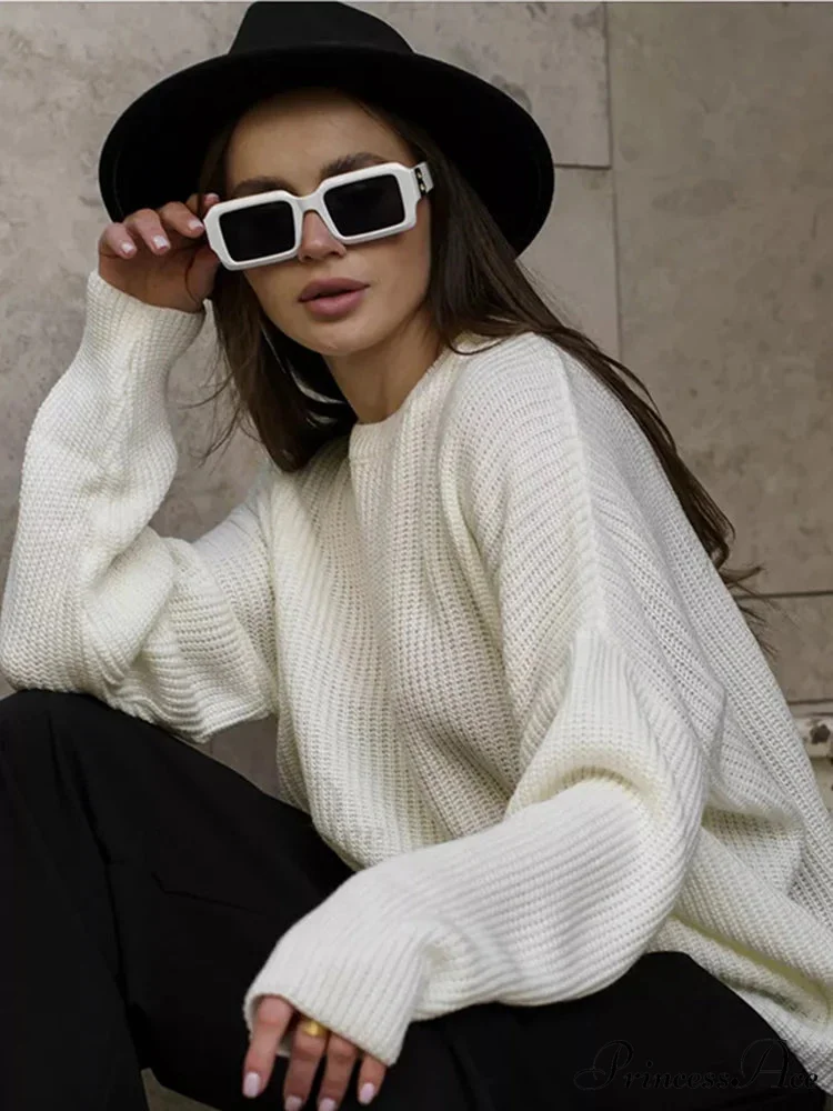 Casual Elegant Striped Cozy Oversize Autumnal Gray Fashionable Sweater - Image 2