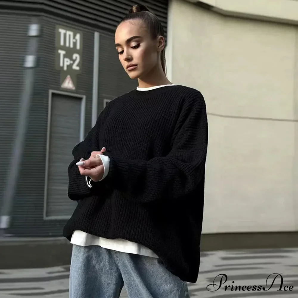 Casual Elegant Striped Cozy Oversize Autumnal Gray Fashionable Sweater - Image 8