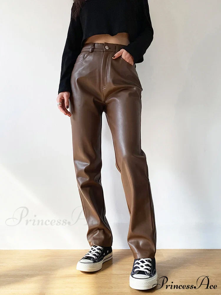 Faux Leather Wide Leg Pants - Image 2