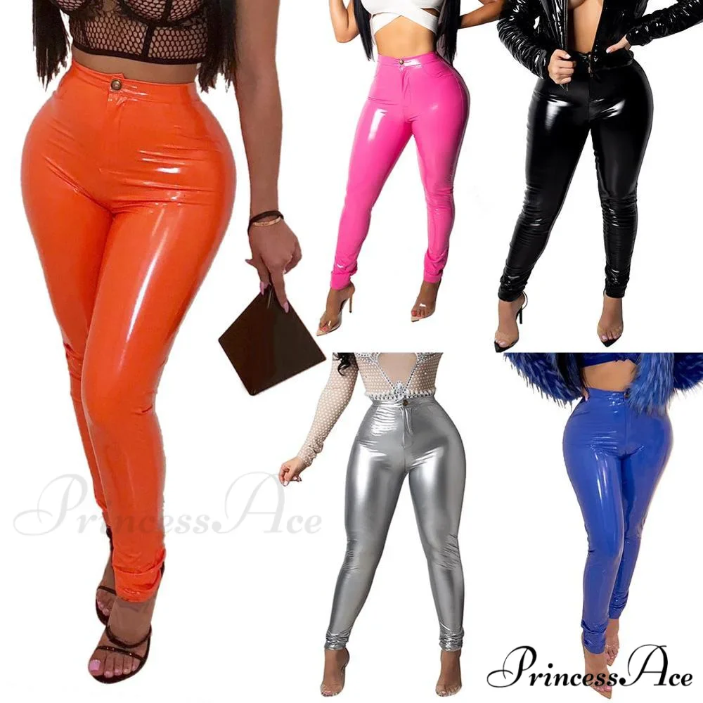 Latex Faux Pu Leather Pants Trousers - Image 2