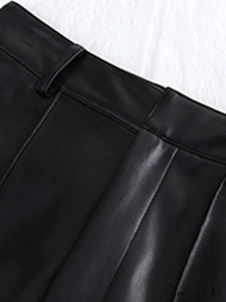 Long Black Soft Pu Leather Pants - Image 4