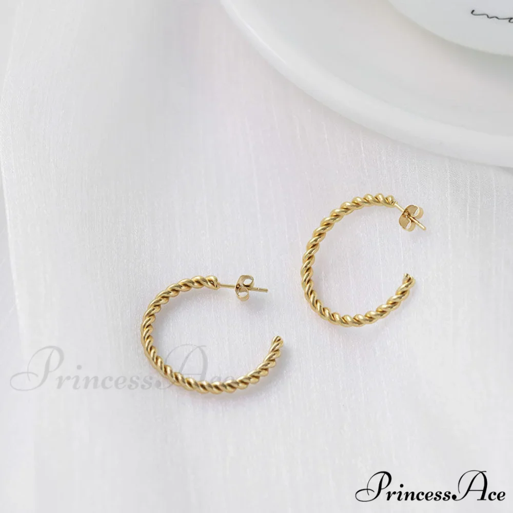 Big Hoop Twist Shape Stud Earrings - Image 3