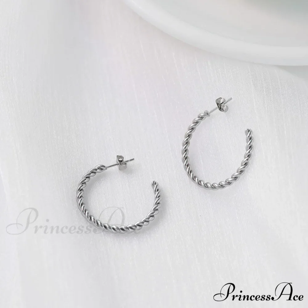 Big Hoop Twist Shape Stud Earrings - Image 4