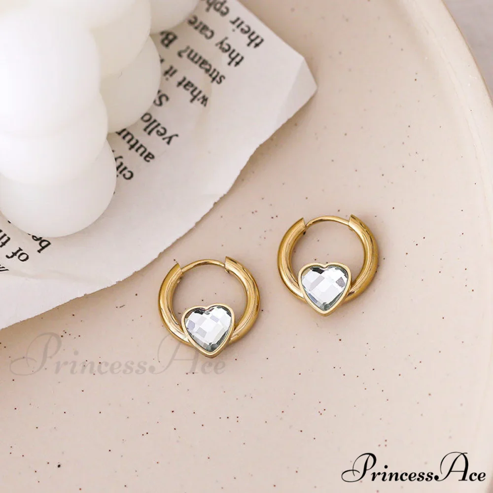Delicate Heart Colorful Zircon Hoop Earrings - Image 2