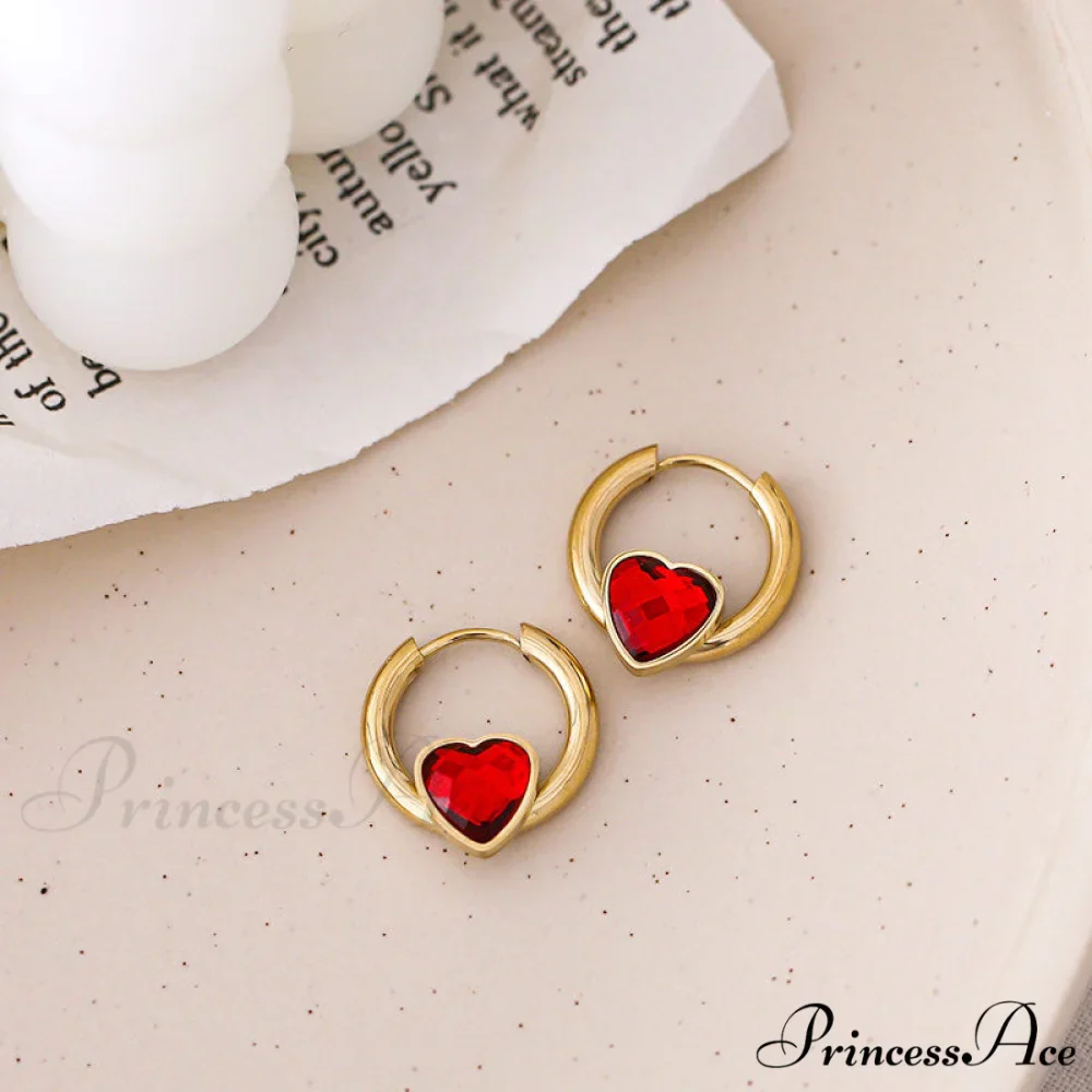 Delicate Heart Colorful Zircon Hoop Earrings - Image 3