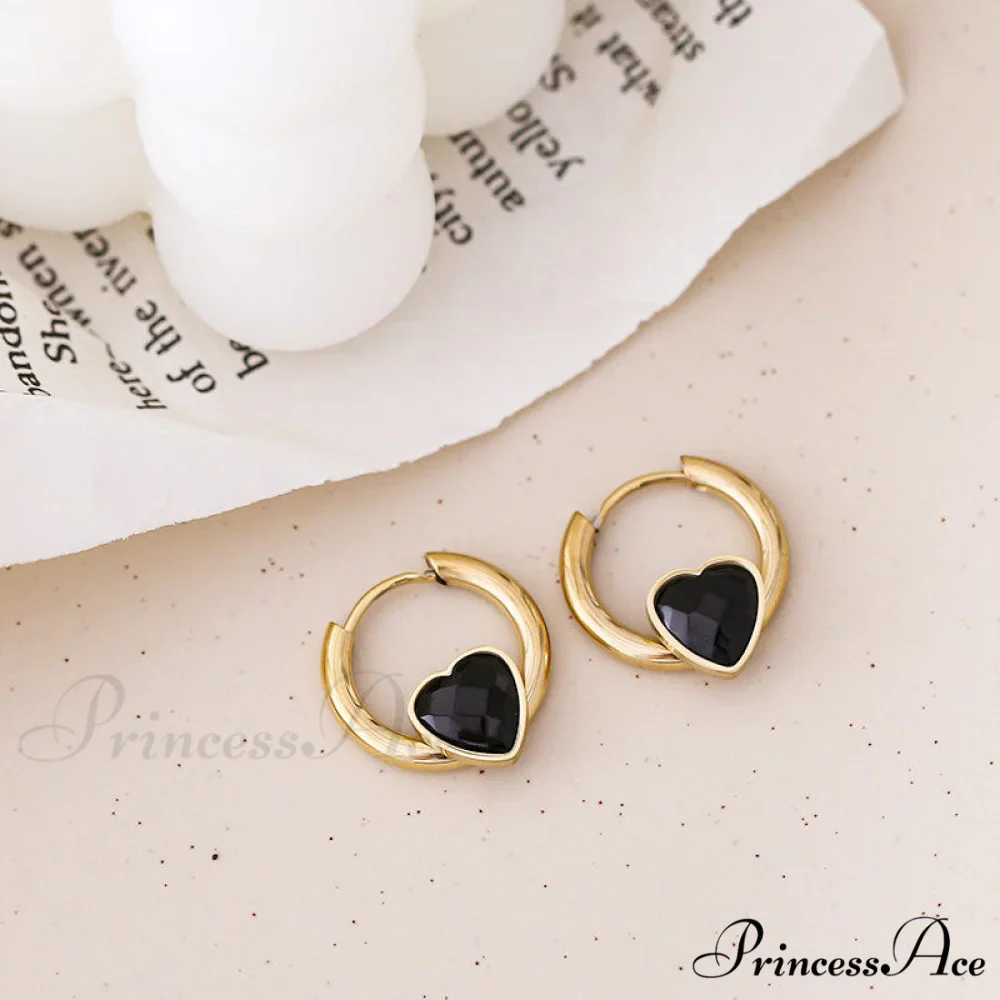 Delicate Heart Colorful Zircon Hoop Earrings - Image 4