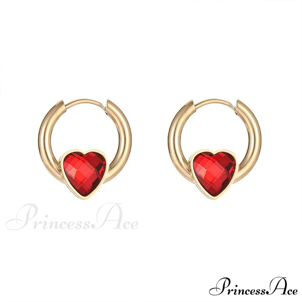 Delicate Heart Colorful Zircon Hoop Earrings - Image 5