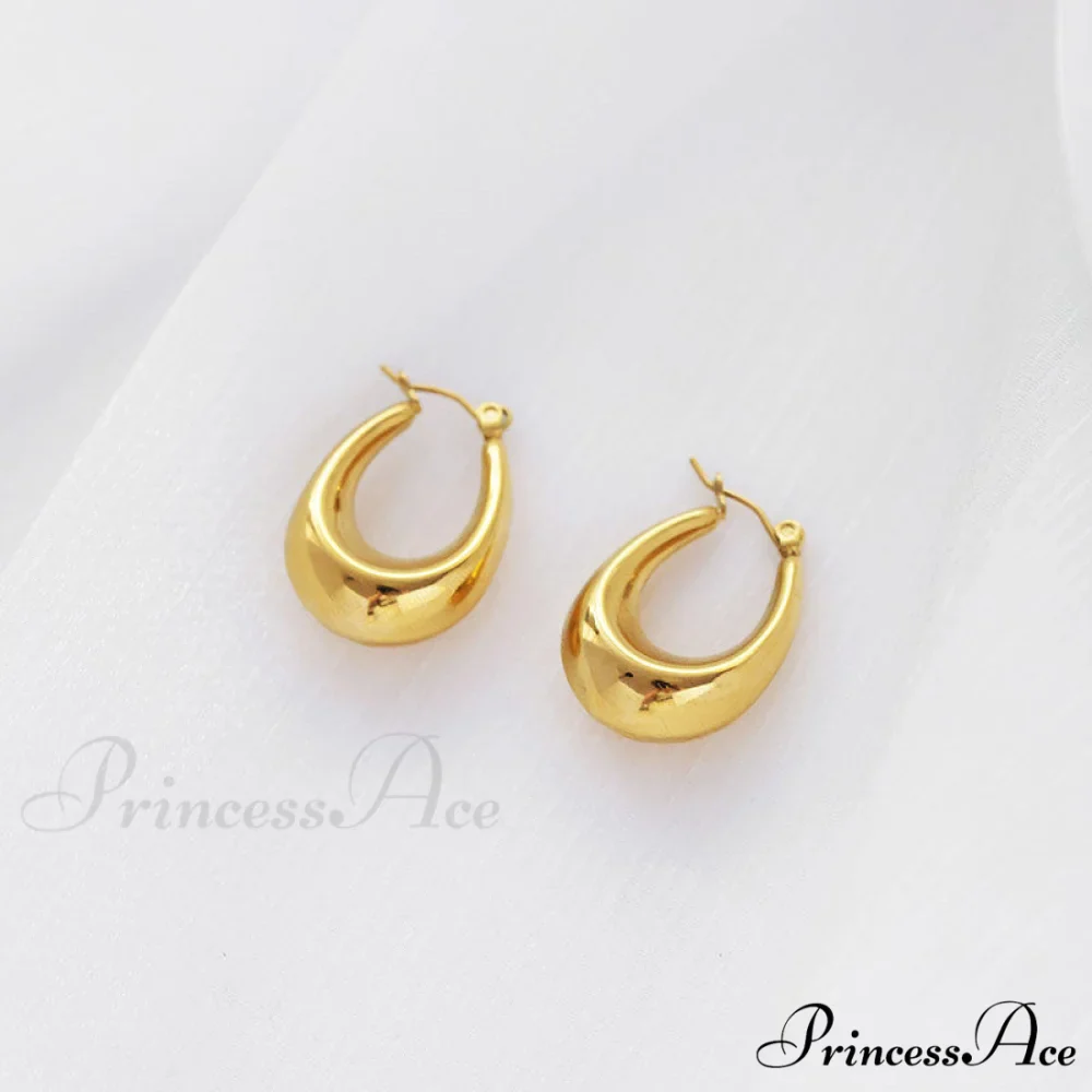 Stainless Steel U Shape Glossy Hoop Earrings - Image 3