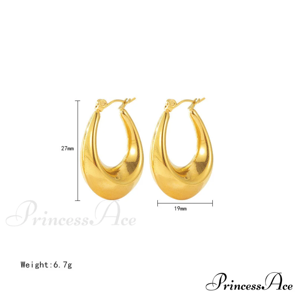Stainless Steel U Shape Glossy Hoop Earrings - Image 5