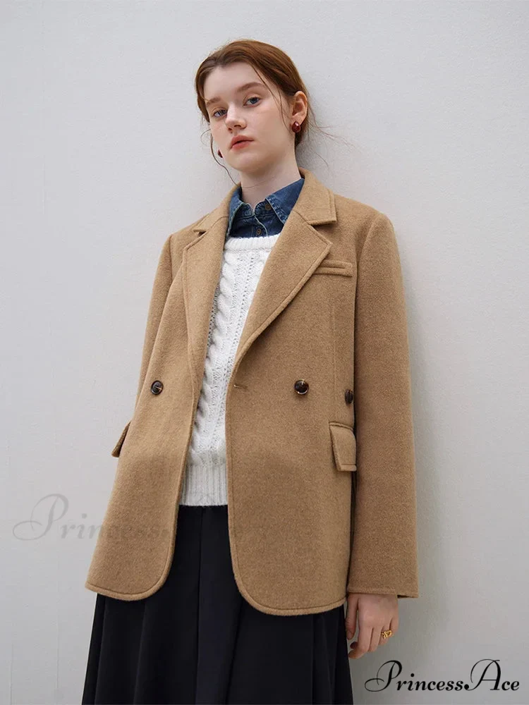 Wool Commuter Short Double-sided Single-breasted Two-button Lady Simple Elegant Coat - Image 3