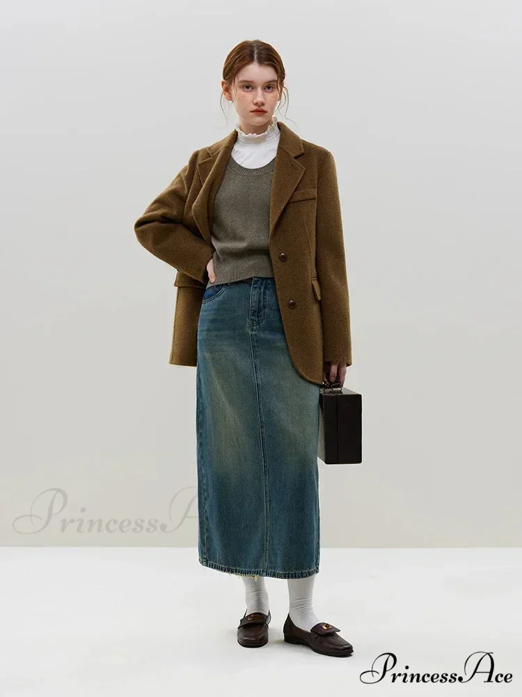 Wool Commuter Short Double-sided Single-breasted Two-button Lady Simple Elegant Coat - Image 4