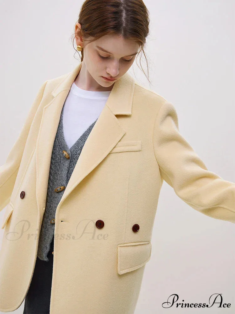 Wool Commuter Short Double-sided Single-breasted Two-button Lady Simple Elegant Coat - Image 6
