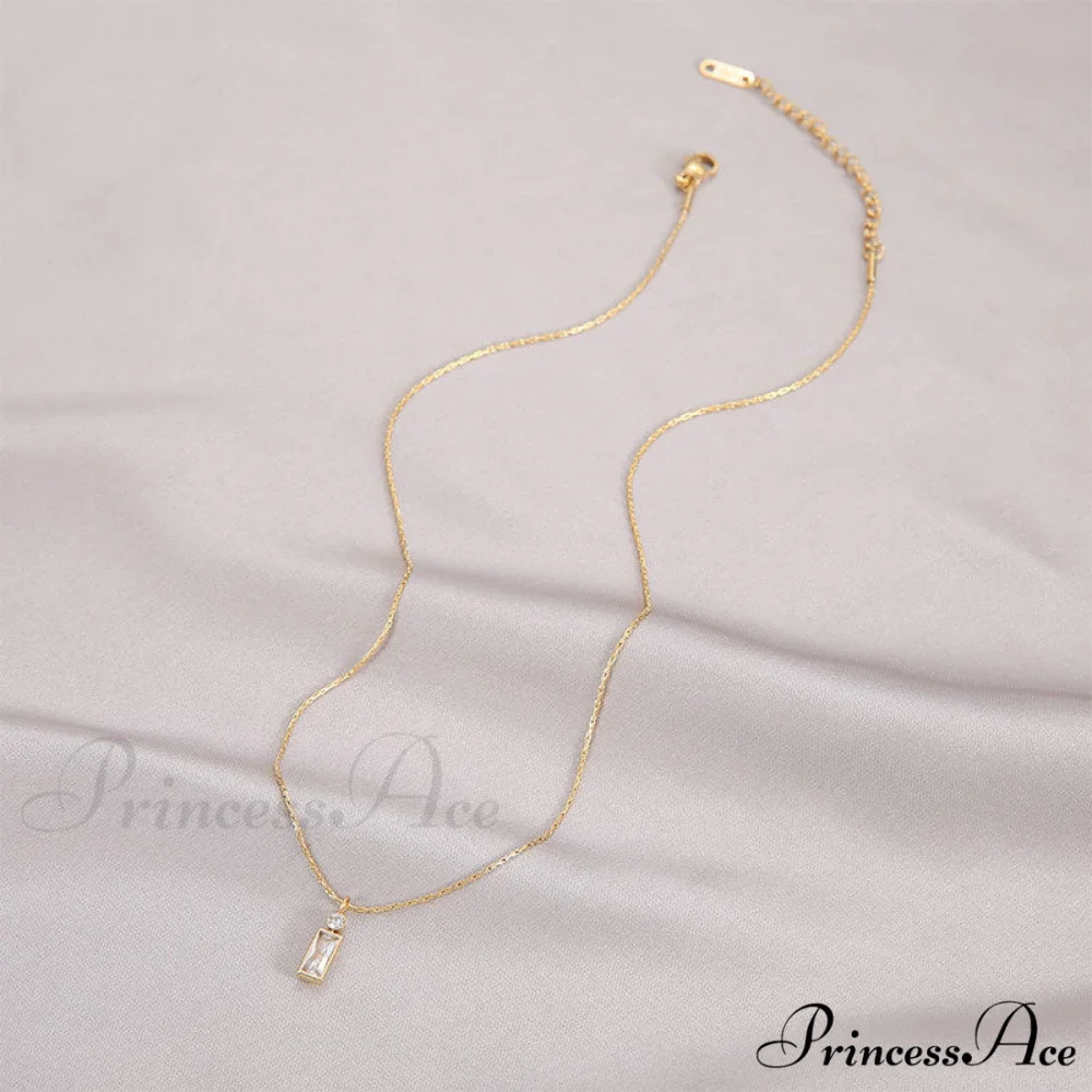 Classic Style Mini Rectangular Shining Zircon Necklaces - Image 4